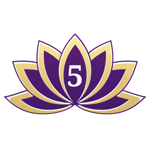 5 written in the middle of a lotus flower