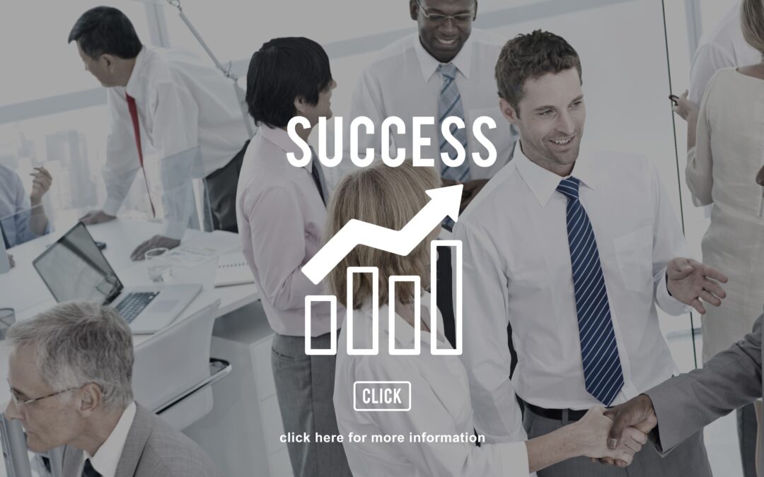 Success symbol with young professionals in background